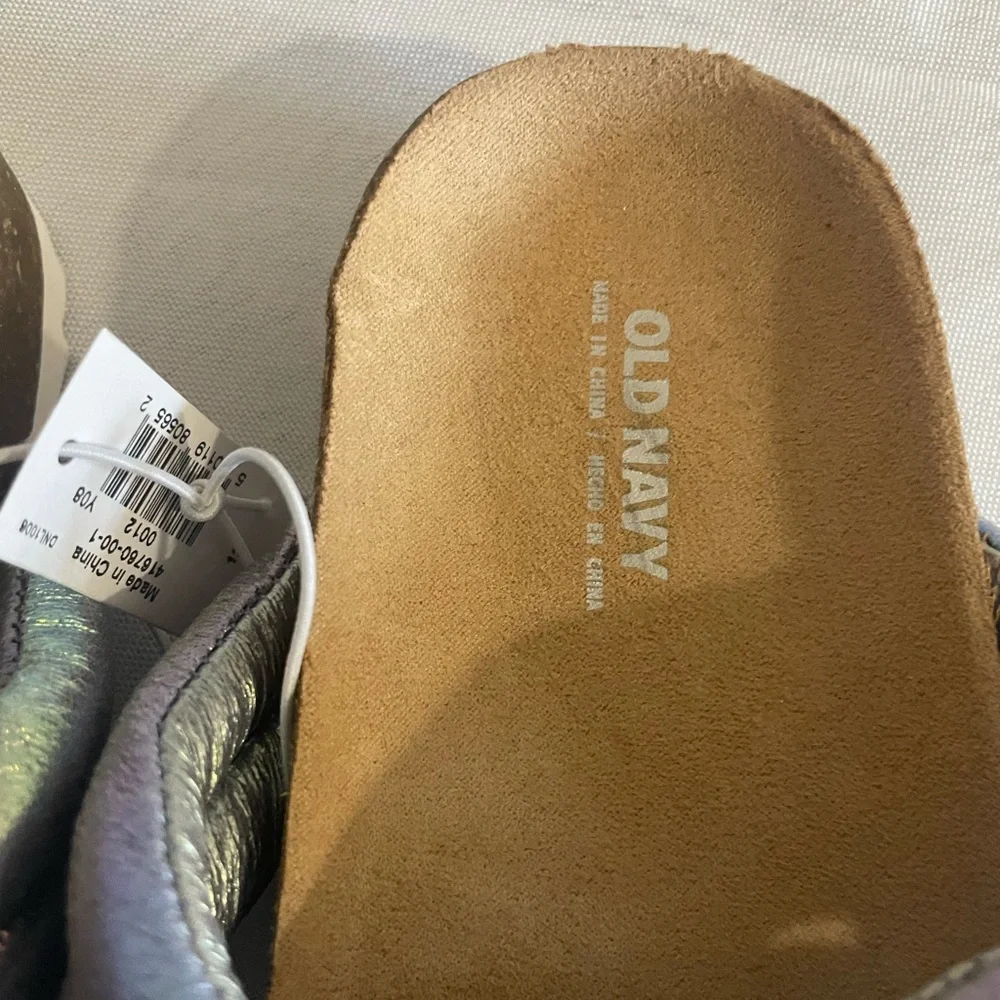 Old Navy Metallic Slide Sandals Girls 12